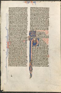 Blad uit een Latijnse Bijbel: Initiaal P met St. Paulus die een Zwaard Vasthoudt door Johannes Grusch Atelier