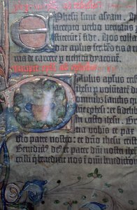 Detail van de vijftiende-eeuwse Gutenburg Bijbel, opening van Efeziërs