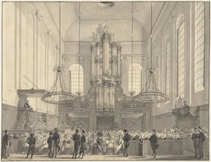 Prof. van der Palm predikend in de Lutherse kerk te 