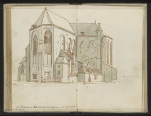 Rechter- en achterzijde van de Pieterskerk te Utrecht