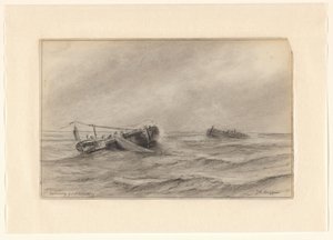Vissersschepen op zee