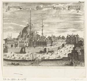 Gezicht op de Yeni Cami door Johannes Jacobsz van den Aveele