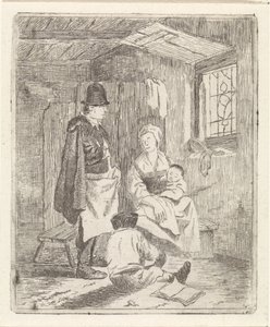 Familie in interieur door Johannes Janson (possibly)