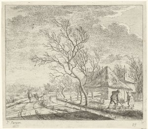 Landschap met boerderij en akker door Johannes Janson