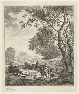 Landschap met herder en vee