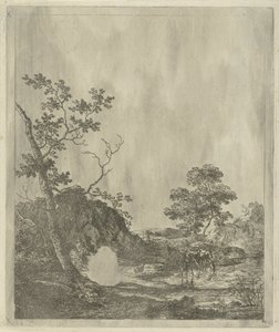 Landschap met vee in rivier