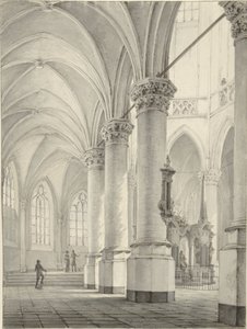 Interieur van de Nieuwe Kerk te Delft door Johannes Jelgerhuis