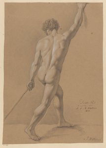 Staand mannelijk naakt, op de rug gezien (3e prijs 1812)