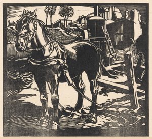 Afgespannen karrenpaard door Johannes Josephus Aarts (signed by artist)