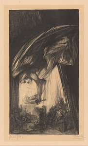 Engel boven menigte mensen door Johannes Josephus Aarts (signed by artist)