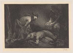 Judith en dienstmaagd met het hoofd en lichaam van Holofernes door Johannes Josephus Aarts (signed by artist)