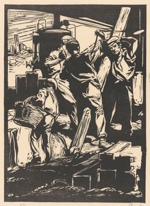 Vier dijkwerkers