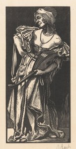 Vrouw met luit door Johannes Josephus Aarts (signed by artist)