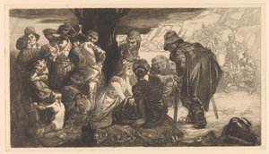 Mannen, vrouwen en kinderen bij een boom door Johannes Josephus Aarts