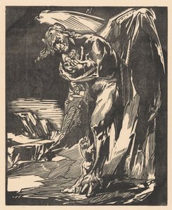 Satan met figuren in zijn armen door Johannes Josephus Aarts