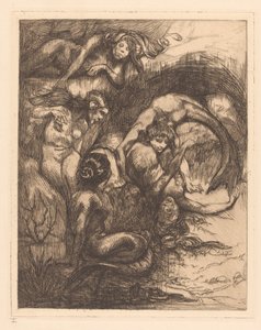 Vijf zeemeerminnen door Johannes Josephus Aarts