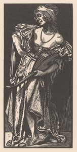 Vrouw met luit door Johannes Josephus Aarts