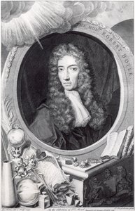Portret van de Eerwaarde Robert Boyle (1627-91) gegraveerd door George Vertue (1684-1756) 1749 door Johannes Kerseboom