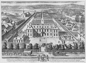 Een vogelvlucht van Burlington House, Piccadilly, Westminster, ca. 1707, 1911 door Johannes Kip