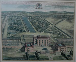 Een gravure van Chevening door Johannes Kip (geb. 1722) naar Thomas Badeslade (geb. 1742), gepubliceerd (in History of Kent) 1719 door John Harris. door Johannes Kip