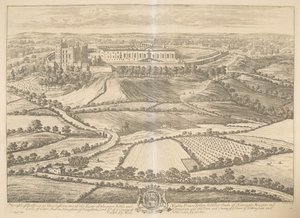 Het kasteel van Bolsover in Darbyshire: een van de zetels van de meest edele en machtige prins John Holles, hertog van Newcastle, markies en graaf van Clare, baron Haughton, Lord Lt. van het graafschap Nottingham en van de stad en het graafschap van de sta