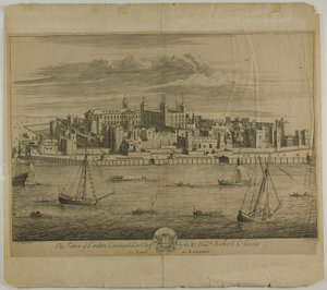 De Tower of London, plaat vijf uit Britannia Illustrata door Johannes Kip