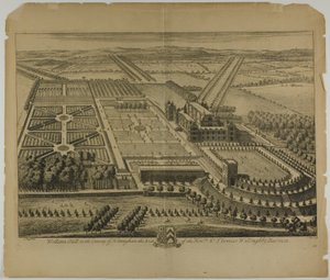Wollaton Hall in het graafschap Nottingham, plaat 68 uit Britannia Illustrata