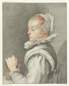 Portret van een jonge vrouw door Johannes Kornlein