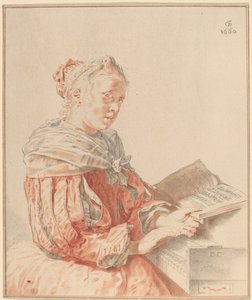 Jong Meisje aan het Toetsenbord, 1767 door Johannes Kornlein