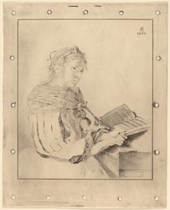 Jong meisje aan het toetsenbord door Johannes Kornlein