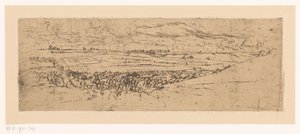 Glooiend landschap met dorp door Johannes Löhr