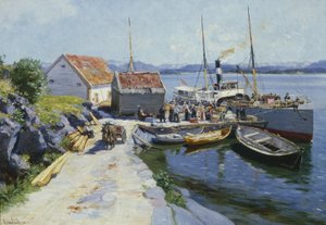 Veerbootkade in West-Noorwegen door Johannes Martin Grimelund