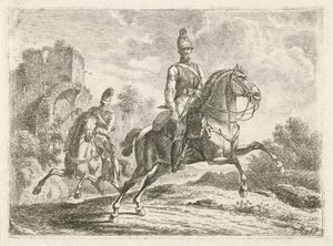 Twee soldaten te paard door Johannes Mock