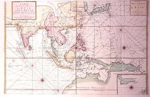 Kustkaart van noordwestelijk India tot noordelijk Australië via Japan en de Filippijnen, c.1700