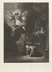 De engel verlaat Tobias en zijn familie door Johannes Pieter de Frey