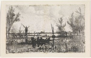 Hollands landschap door Johannes Tavenraat