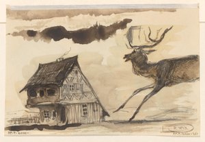 Huis en hert door Johannes Tavenraat