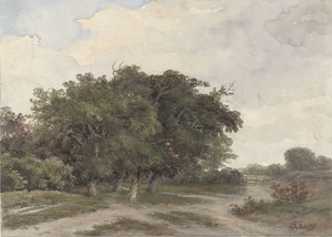 Landschap met bomen door Johannes Warnardus Bilders