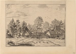Boerderij met Poort door Johannes and Lucas van Doetechum after Master of the Small Landscapes