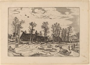Boerderijen door Johannes and Lucas van Doetechum after Master of the Small Landscapes
