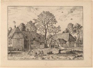 Boerderijen met Waterput door Johannes and Lucas van Doetechum after Master of the Small Landscapes
