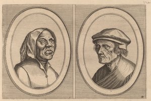 "Baef Schol-becx" en "Spruyt Vroegh-bedorven" door Johannes and Lucas van Doetechum after Pieter Bruegel the Elder