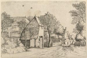 Dorpsweg met Waterput door Johannes and Lucas van Doetechum after the Master of the Small Landscapes