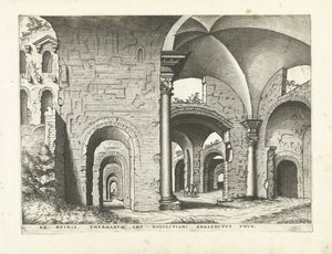 Gezicht op de Thermen van Diocletianus (Romeinse ruïnes, 1561)