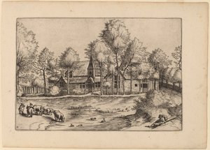 Dorp met Kerk door Johannes van Doetechum, the Elder and Lucas