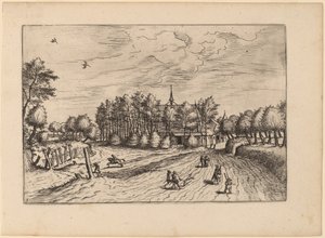 Boerderij door Johannes van Doetechum, the Elder and Lucas