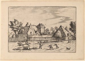 Boerderijen in een Hof door Johannes van Doetechum, the Elder and Lucas