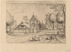 Boerderij door Johannes van Doetechum, the Elder and Lucas