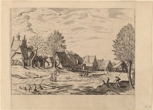 Dorpsstraat door Johannes van Doetechum, the Elder and Lucas