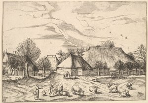 Boerderijen, vee met herders en melkmeisjes op de voorgrond uit Multifariarum casularu